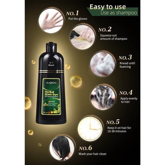 3 IN 1 All Natural Instant Hair Dye Shampoo for Women & Men - RED WINE - Picture 4 of 6